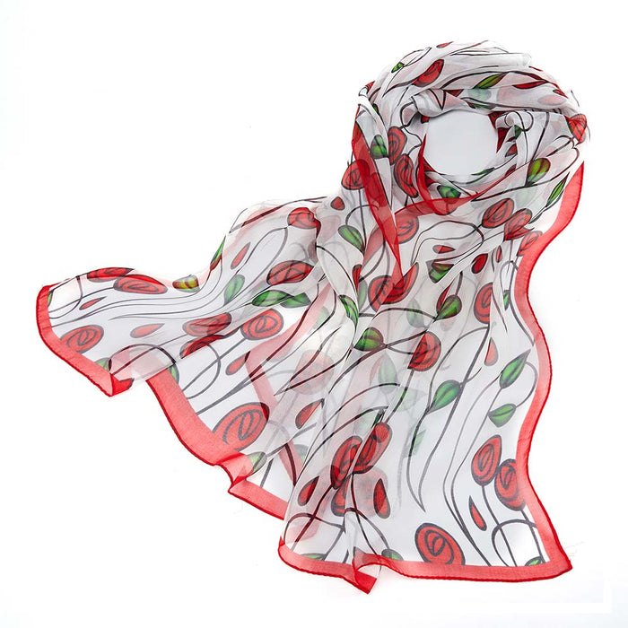 SC-SILK-MACK-RMSP | 100% SILK SCARF CHARLES RENNIE MACKINTOSH SIMPLE ROSE