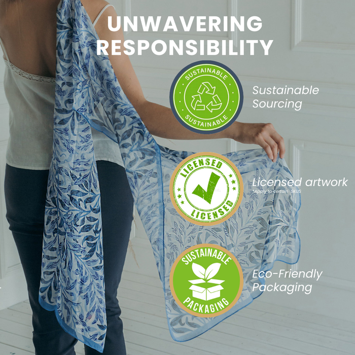 SC-SILK-WM-WIOW | 100% PURE SILK SCARF WILLIAM MORRIS WILLOW BOUGH