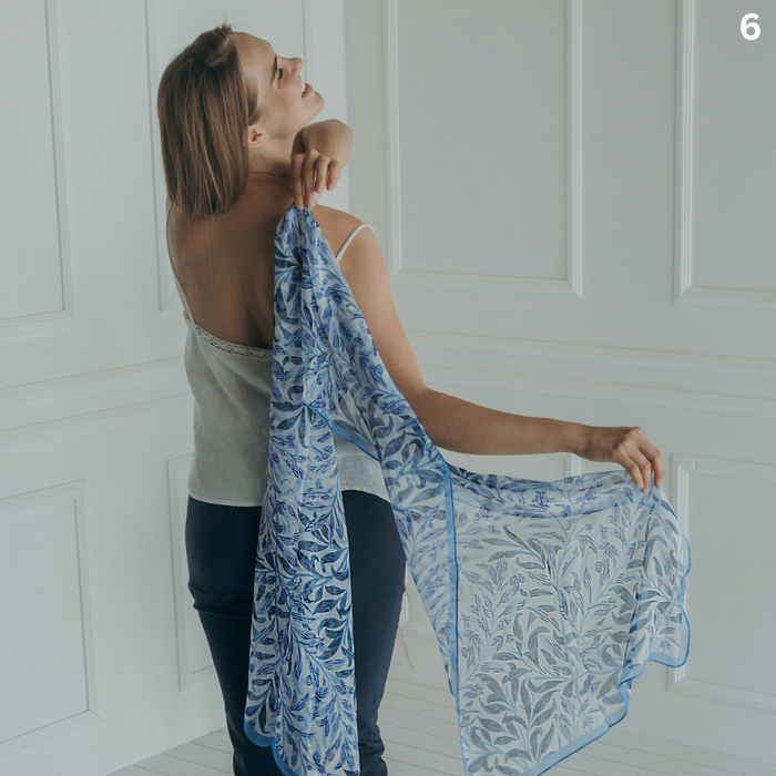 SC-SILK-WM-WIOW | 100% PURE SILK SCARF WILLIAM MORRIS WILLOW BOUGH