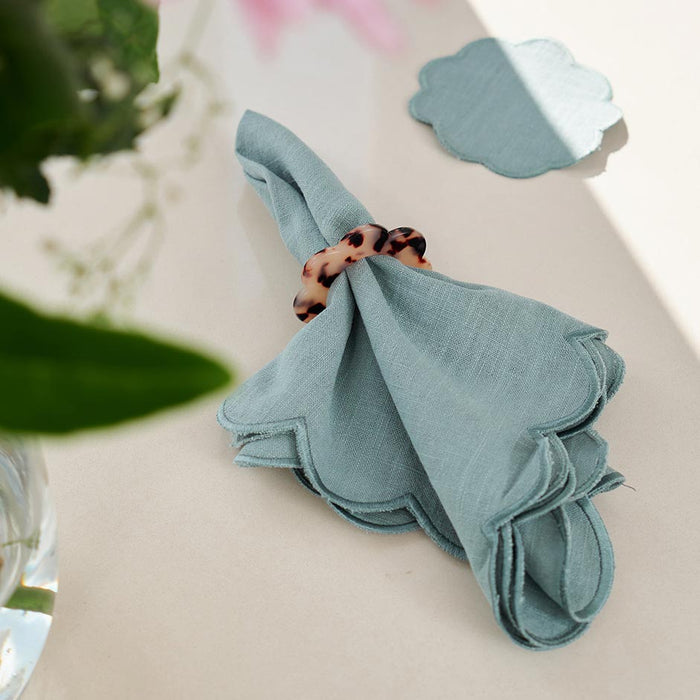 Annabel Trends Scallop Edge Napkin Ring Set/4 - Tortoiseshell | Koop.co.nz