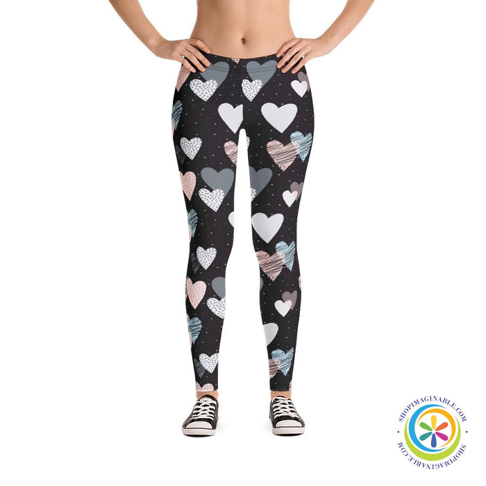 Scribble Hearts Full Length Leggings-ShopImaginable.com