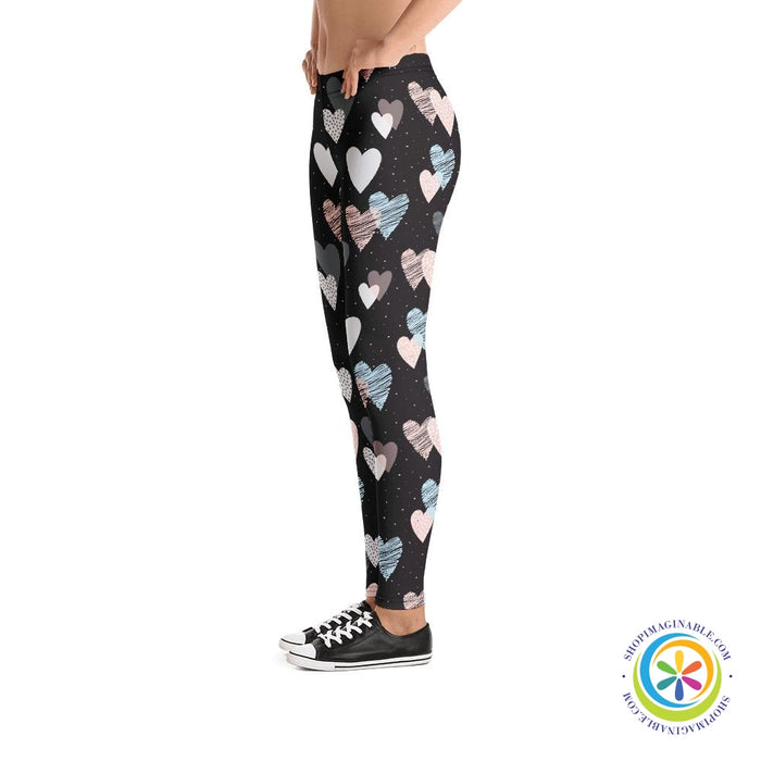 Scribble Hearts Full Length Leggings-ShopImaginable.com