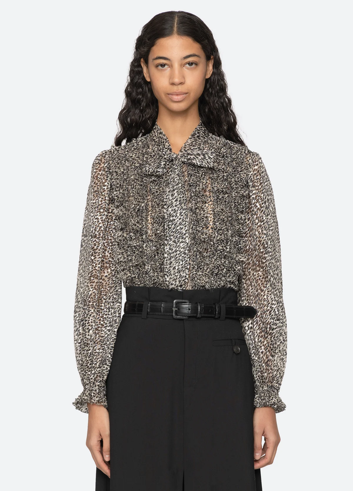 Sea Charlize Print Long Sleeve Top
