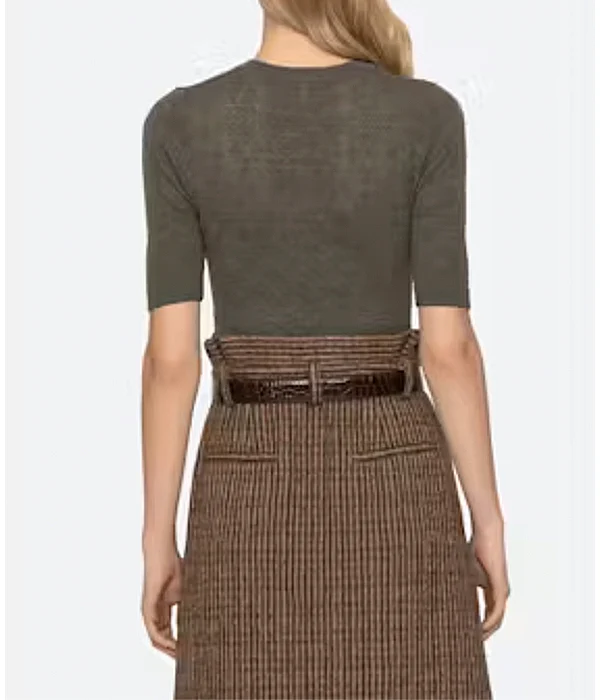 Sea NY Jane Argyle Short Sleeve Crewneck Sweater