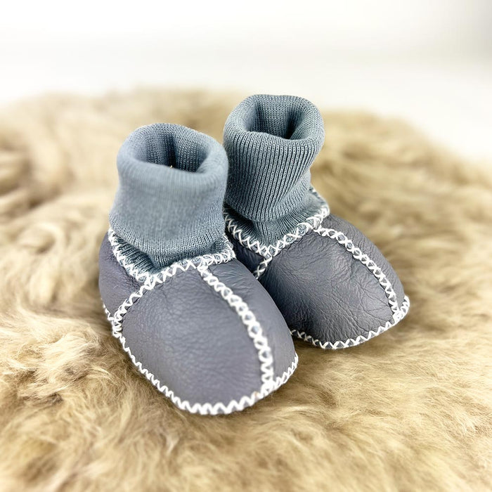 Kiwi Gear Sheepskin Baby Booties - Blue | Koop.co.nz