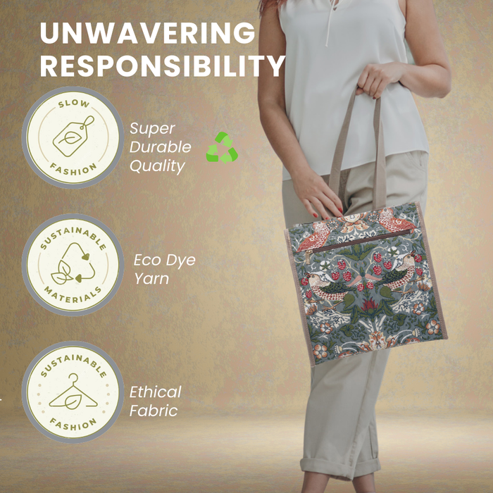 SHOP-STGR | STRAWBERRY THIEF GREY SHOPPER SHOULDER BAG