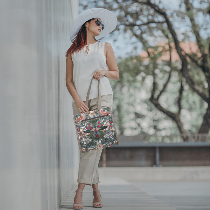 SHOP-STGR | STRAWBERRY THIEF GREY SHOPPER SHOULDER BAG