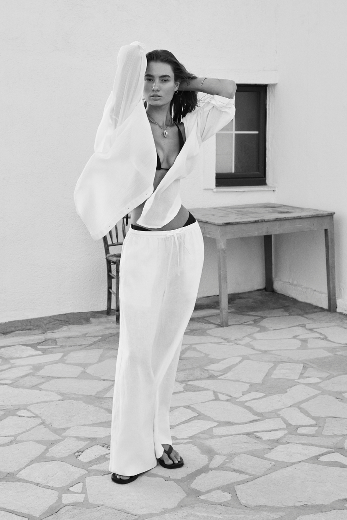 Shore Linen Palazzo Pant in  | Sea Level Australia