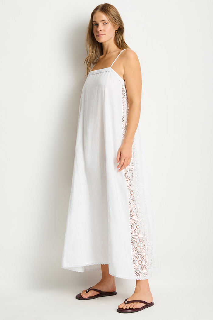 Shore Linen Panelled Bandeau Lace Maxi Dress