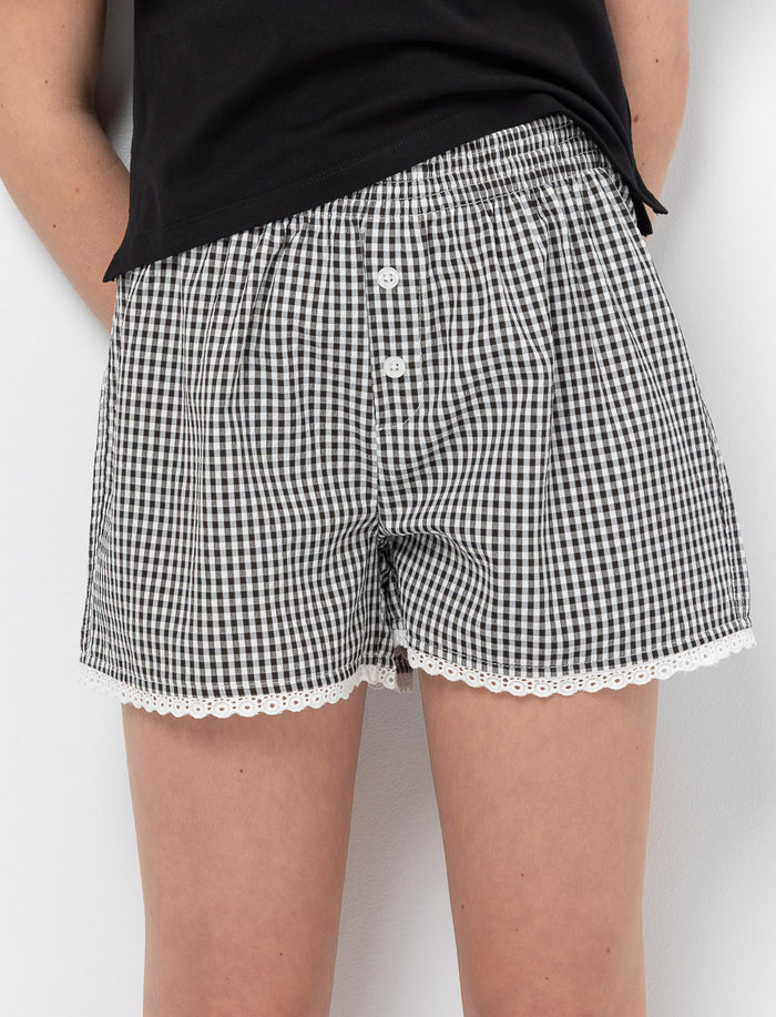 Short à carreaux taille élastique