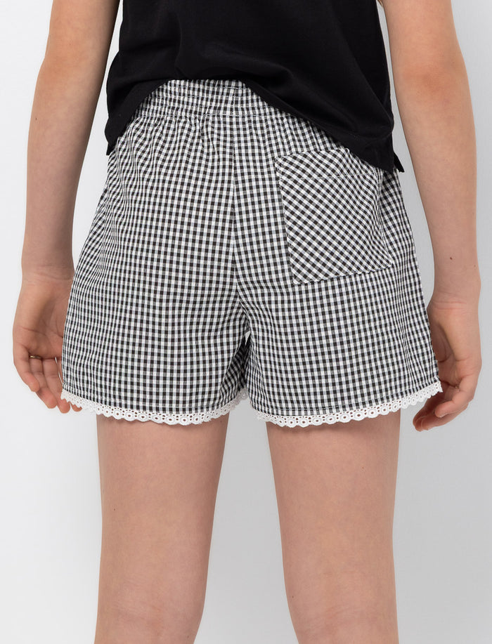Short à carreaux taille élastique