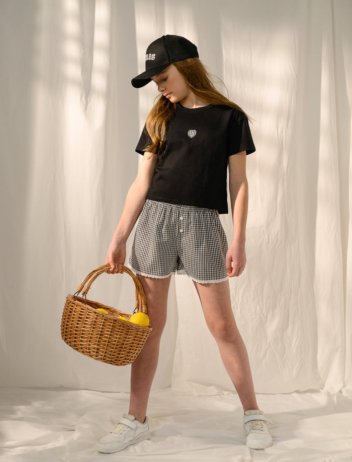 Short à carreaux taille élastique