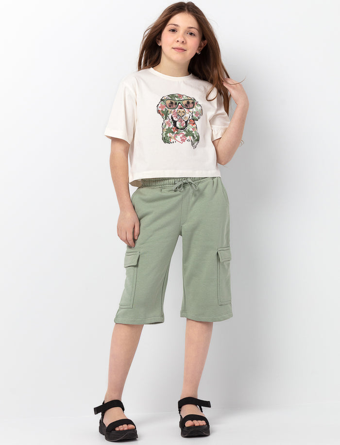 Short capri en coton ouaté