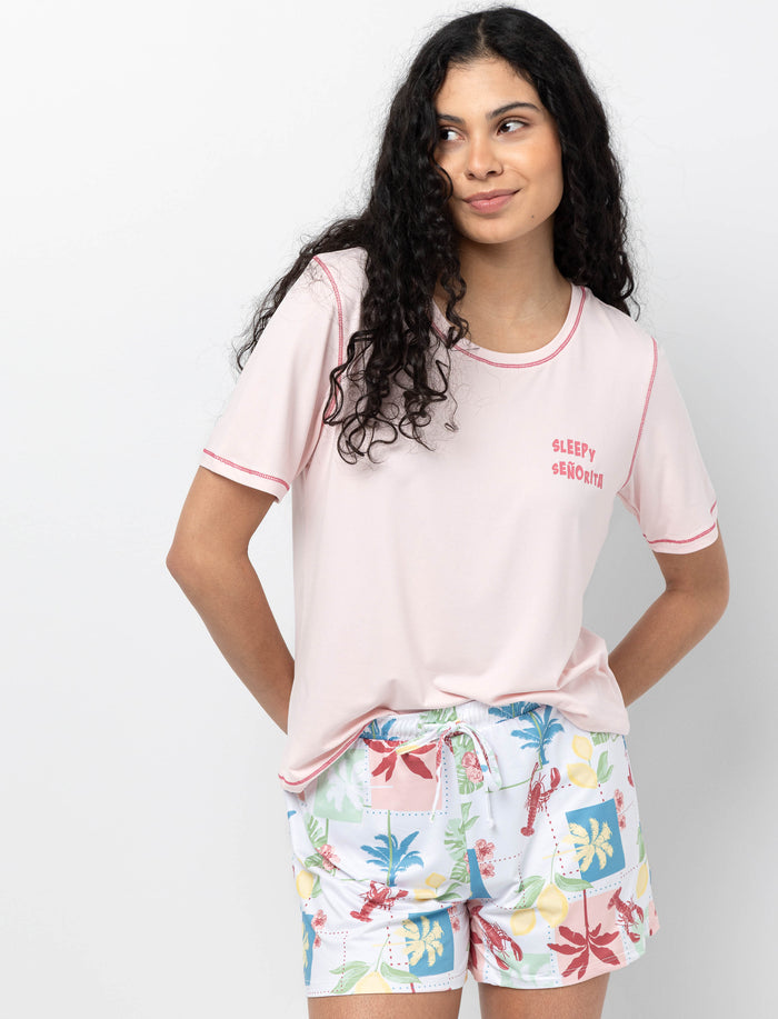 Short de pyjama à taille élastique