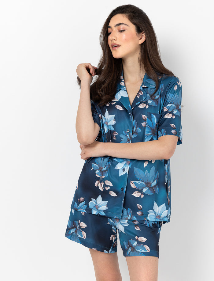 Short de pyjama fleuri pour femme