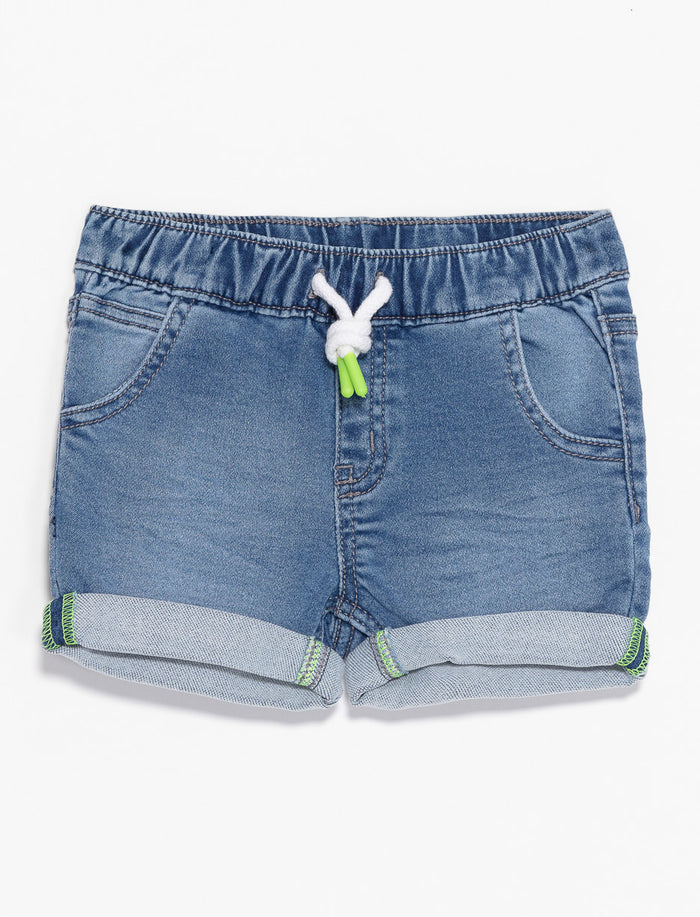 Short en denim à taille élastique