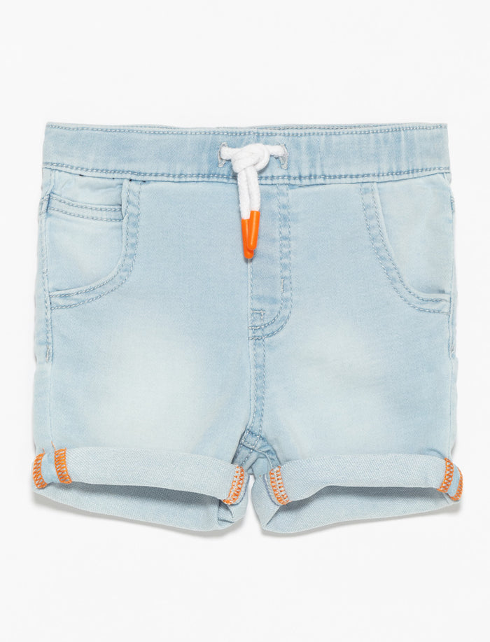Short en denim à taille élastique