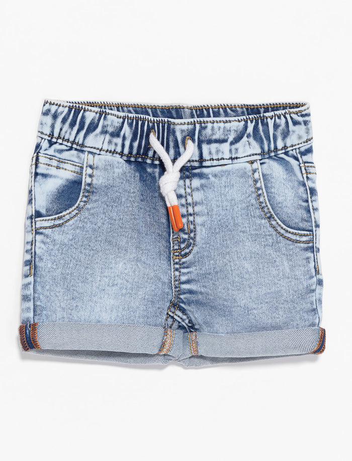 Short en denim à taille élastique