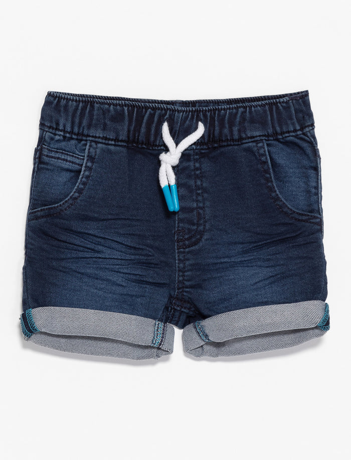 Short en denim à taille élastique