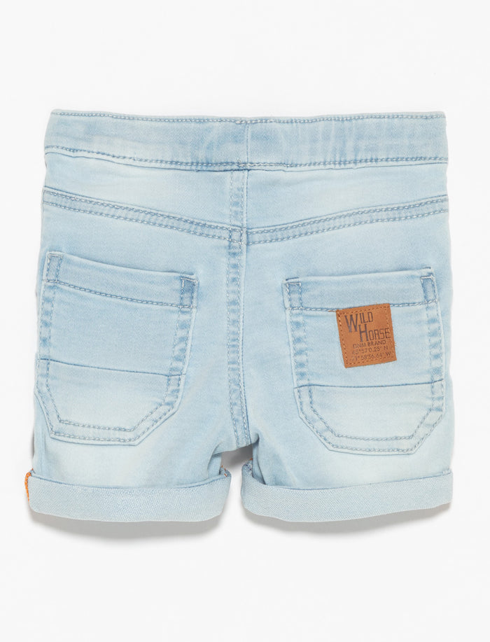 Short en denim à taille élastique