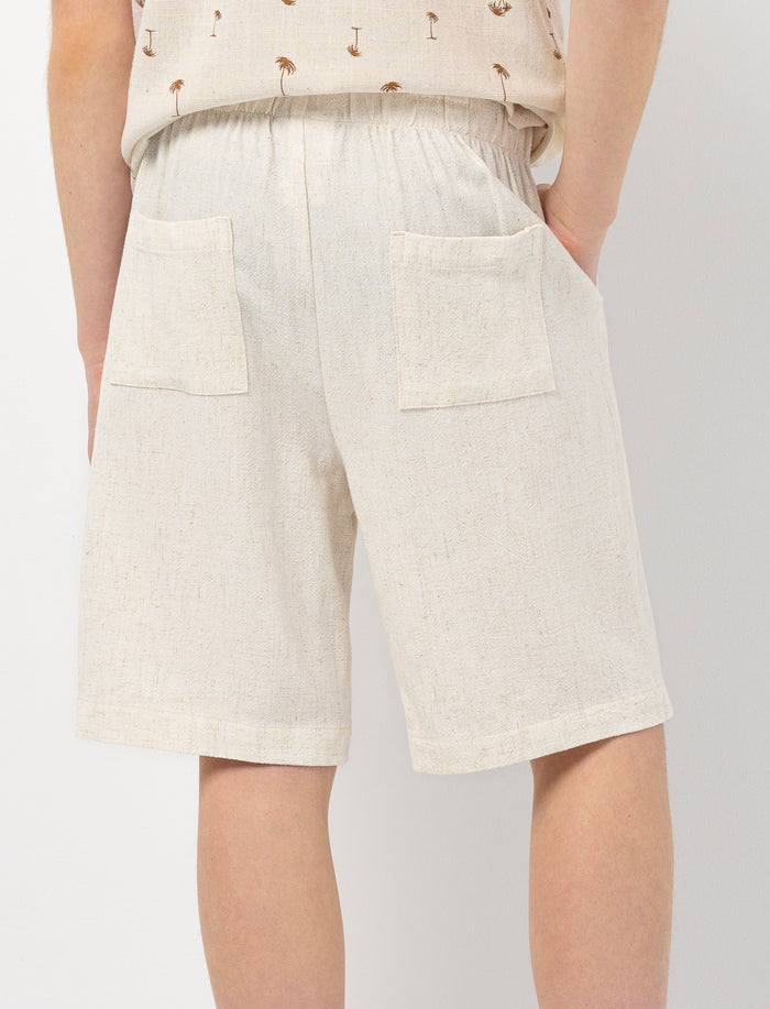 Short en lin à taille élastique