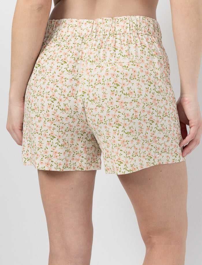 Short en lin fleuri