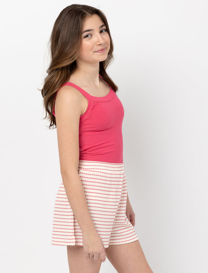 Short rayé à taille élastique
