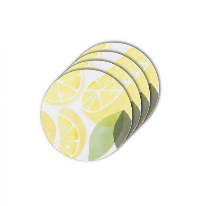 Davis & Waddell Sicily Lemon Round Coaster Set (4pc) | Koop.co.nz