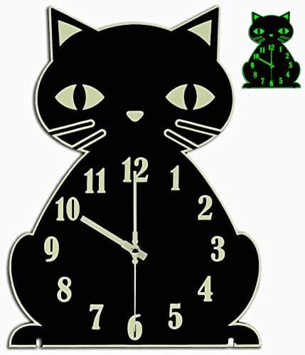 Silent Non-Ticking Glow in The Dark Luminous Clock for Bedroom Home Decor Cats Pet Clever