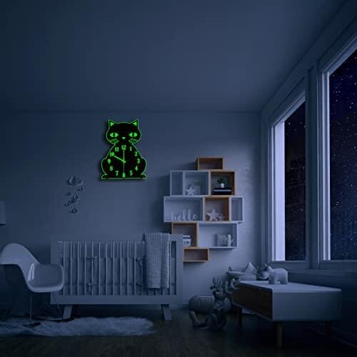 Silent Non-Ticking Glow in The Dark Luminous Clock for Bedroom Home Decor Cats Pet Clever