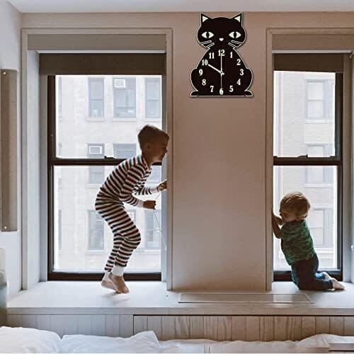 Silent Non-Ticking Glow in The Dark Luminous Clock for Bedroom Home Decor Cats Pet Clever