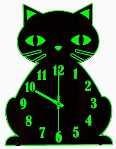 Silent Non-Ticking Glow in The Dark Luminous Clock for Bedroom Home Decor Cats Pet Clever