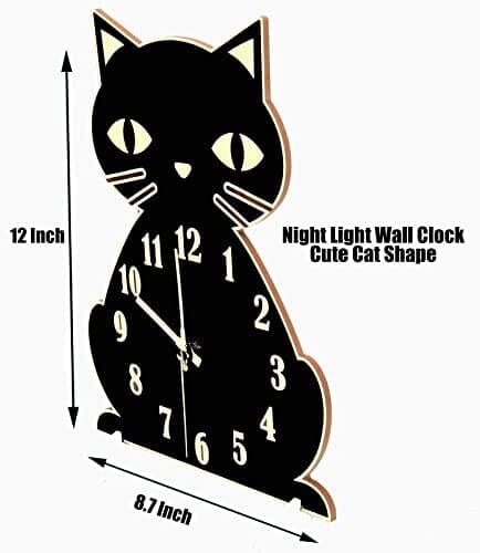 Silent Non-Ticking Glow in The Dark Luminous Clock for Bedroom Home Decor Cats Pet Clever