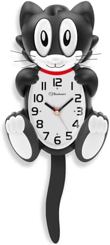 Silent Non Ticking with Moving Eyes and Pendulum Tail Home Decor Cats Pet Clever