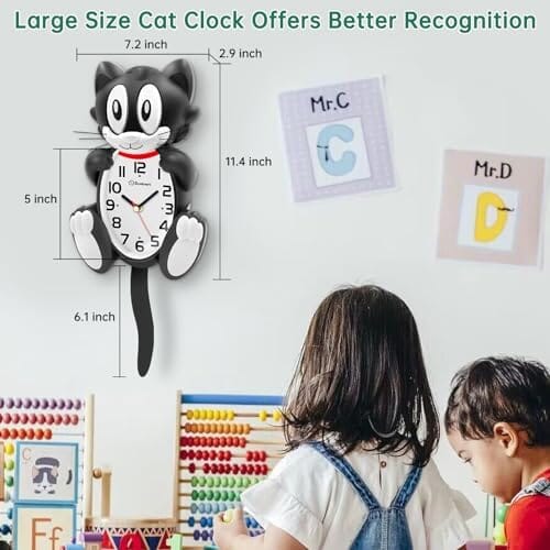 Silent Non Ticking with Moving Eyes and Pendulum Tail Home Decor Cats Pet Clever