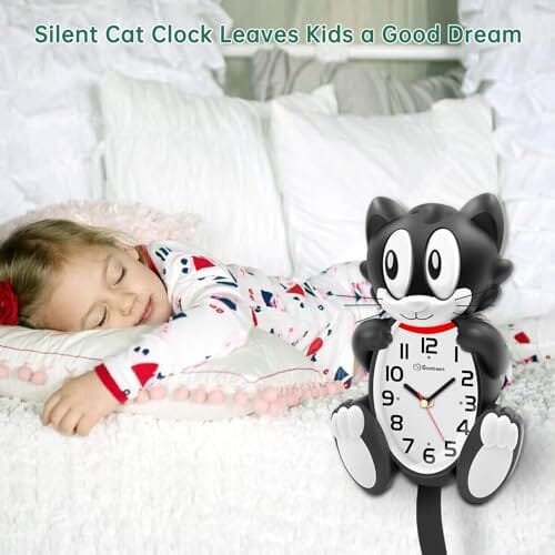 Silent Non Ticking with Moving Eyes and Pendulum Tail Home Decor Cats Pet Clever