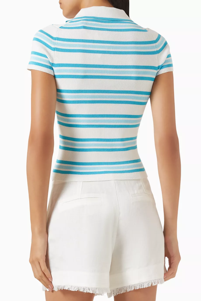Simkhai Luka Striped Cotton Polo