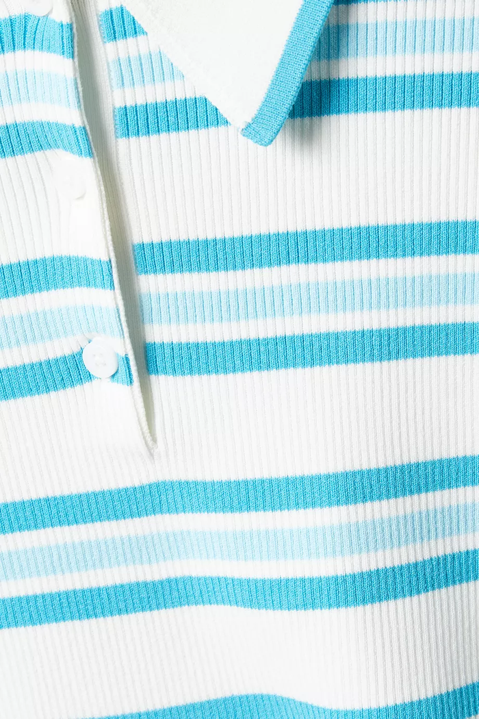 Simkhai Luka Striped Cotton Polo