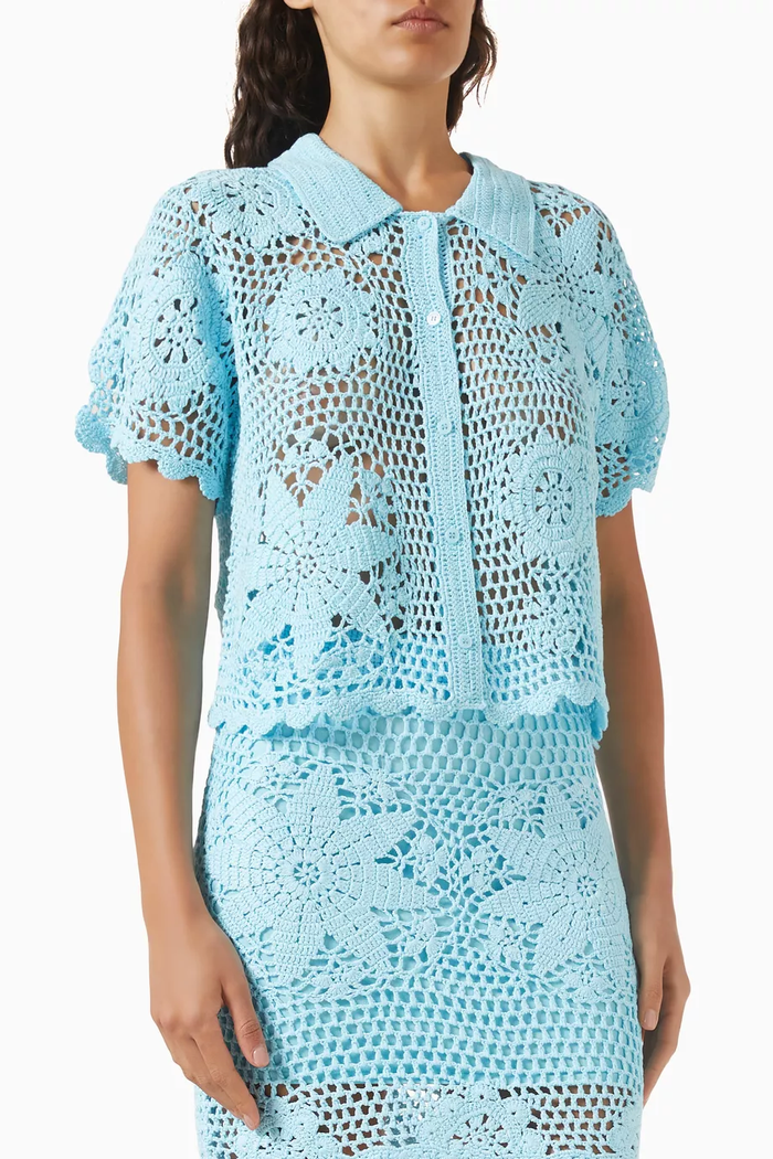 Simkhai Macks Crochet Camp Shirt