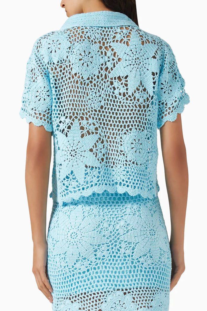 Simkhai Macks Crochet Camp Shirt