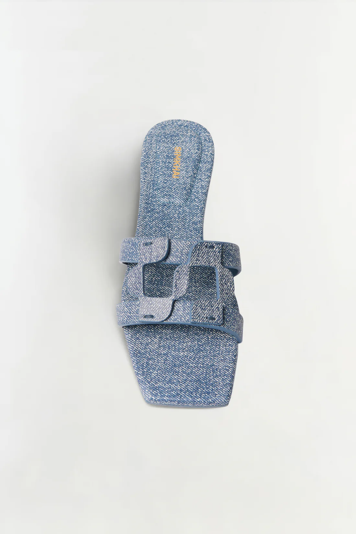 Simkhai Monogram Leather Flat Slide