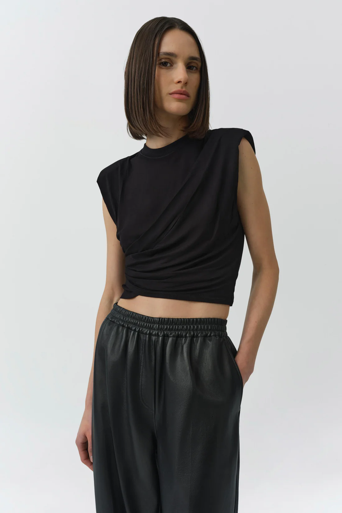 Simkhai Signature Estelle Cropped Crew Neck Top