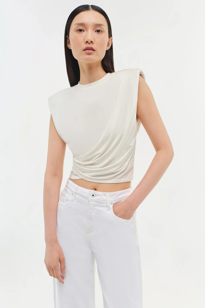 Simkhai Signature Estelle Cropped Crew Neck Top