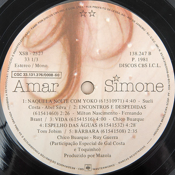 Simone (3) - Amar (LP) [Brazil] 1st (Very Good Plus (VG+))