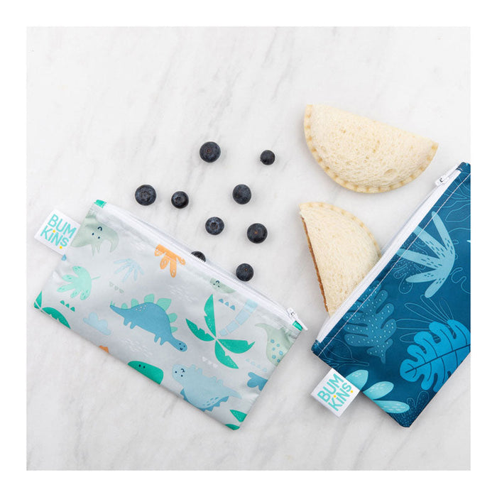 Bumkins Small Snack Bag 2pk - Tropic / Dinosaurs | Koop.co.nz