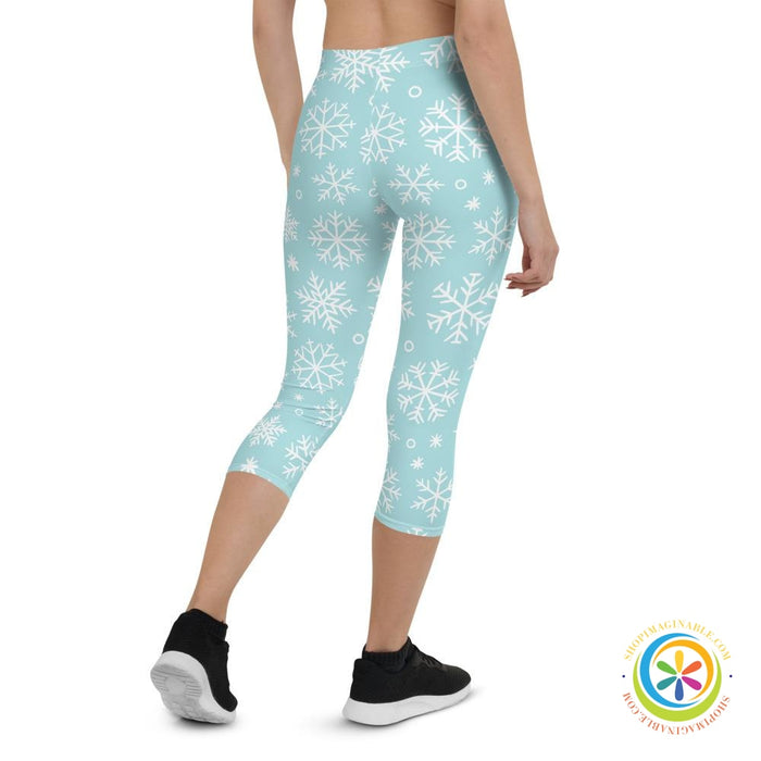 Snowflake Winter Wonderland Capri Leggings-ShopImaginable.com