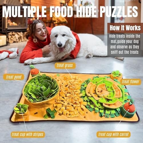 Snuffle Mat for Dogs Large Dog Snuffle Mat with Squeaky Plush Carrot Toy Dog Pet Clever