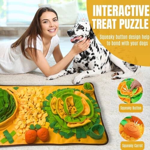 Snuffle Mat for Dogs Large Dog Snuffle Mat with Squeaky Plush Carrot Toy Dog Pet Clever
