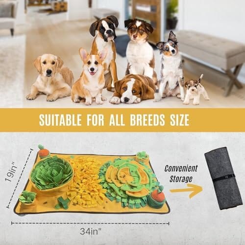Snuffle Mat for Dogs Large Dog Snuffle Mat with Squeaky Plush Carrot Toy Dog Pet Clever