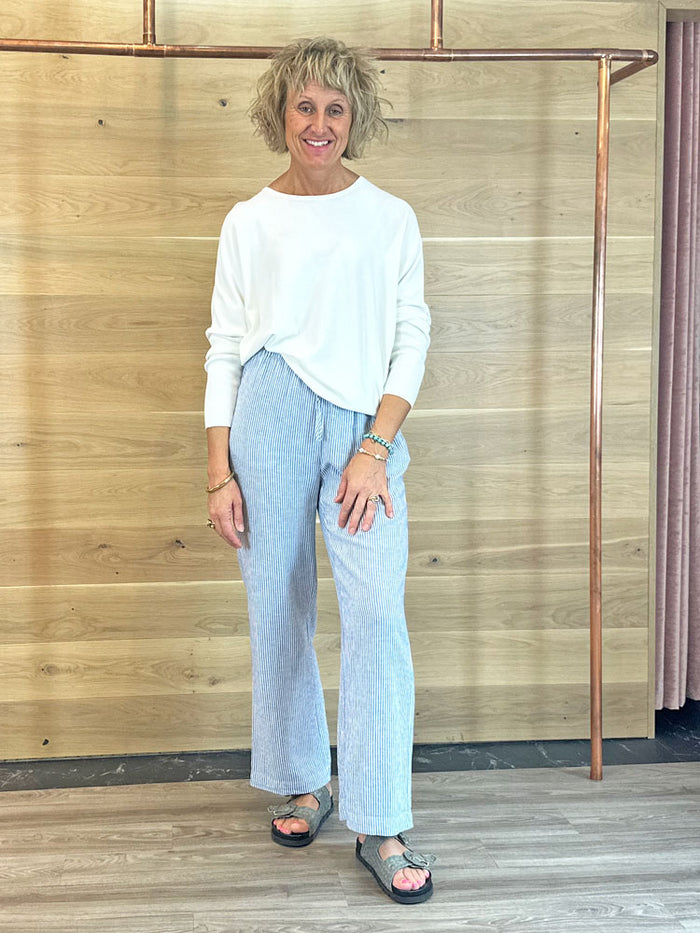 Soaked SLAria Linen Mix Pants Regatta & White